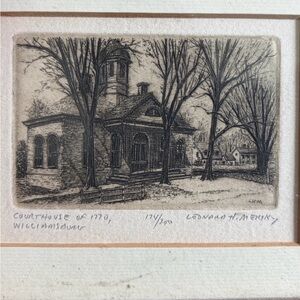 Leonard Mersky Signed Etching: Courthouse of 1770, Williamsburg. 174/200